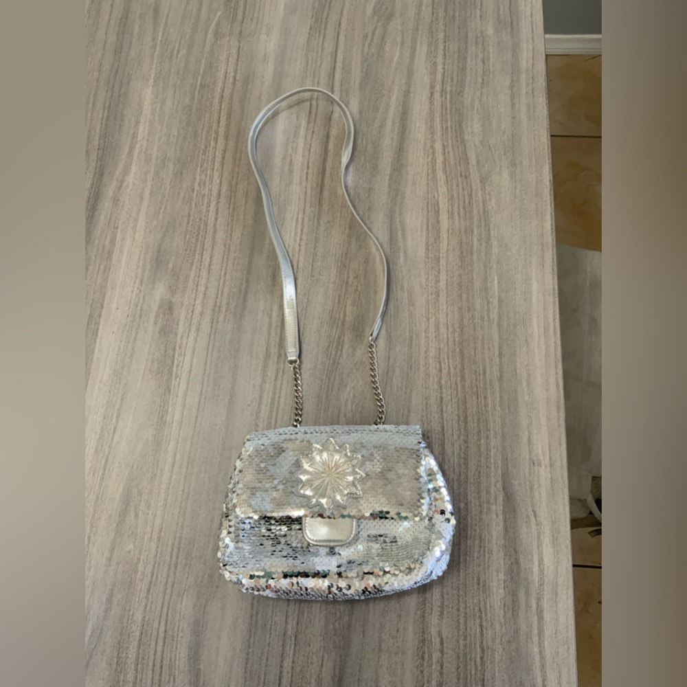 Disney Store Frozen Elsa Purse Silver Sequins